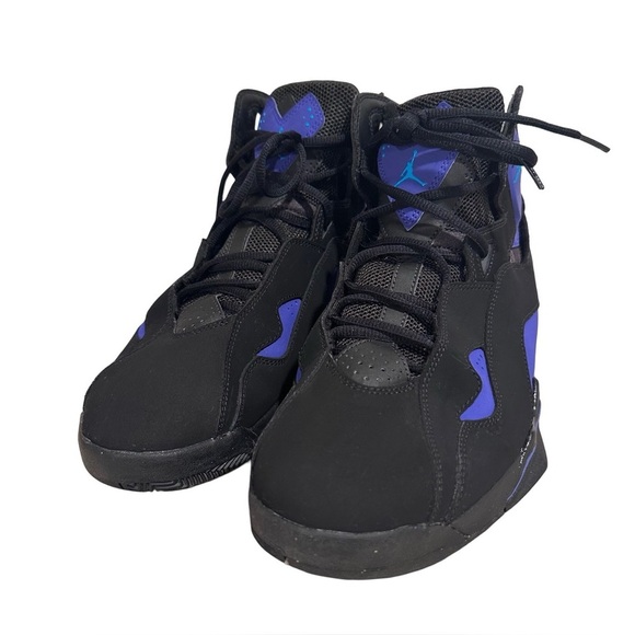 Air Jordan True Fight in Black & Blue Lagoon Leather Sneaker Shoes US 10.5 EUC - Picture 5 of 16